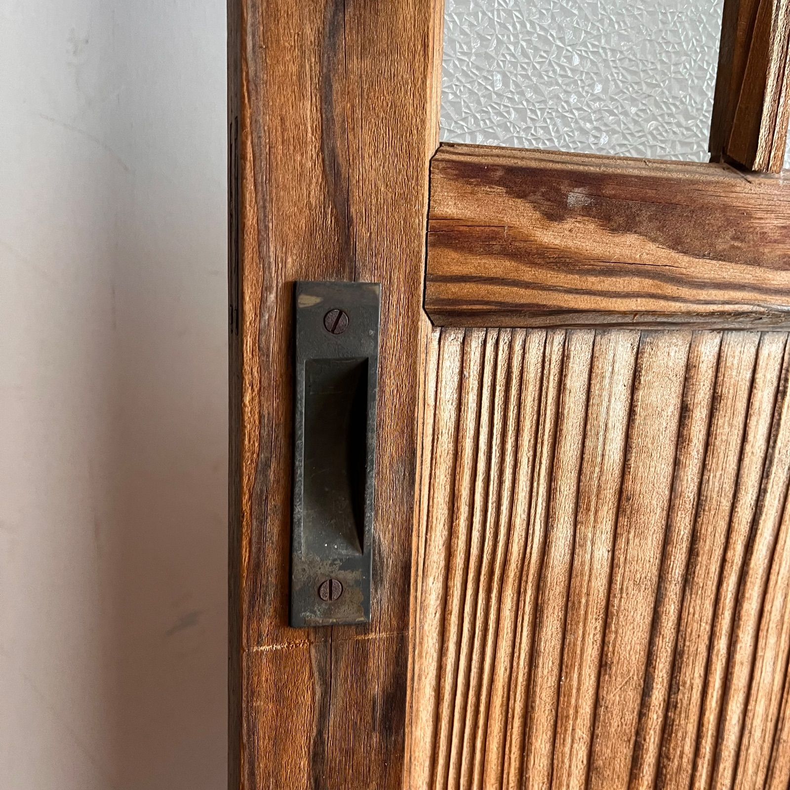 アンティーク 木枠 古建具 格子戸 すりガラス 建具 古民家