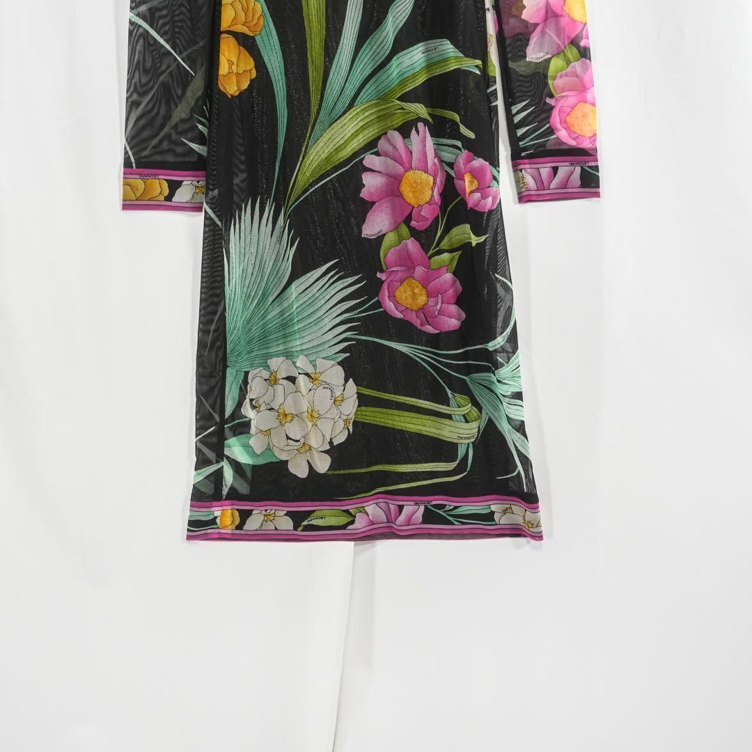 ☆極美品☆ LEONARD カンカン素材 花柄 ワンピース シースルー