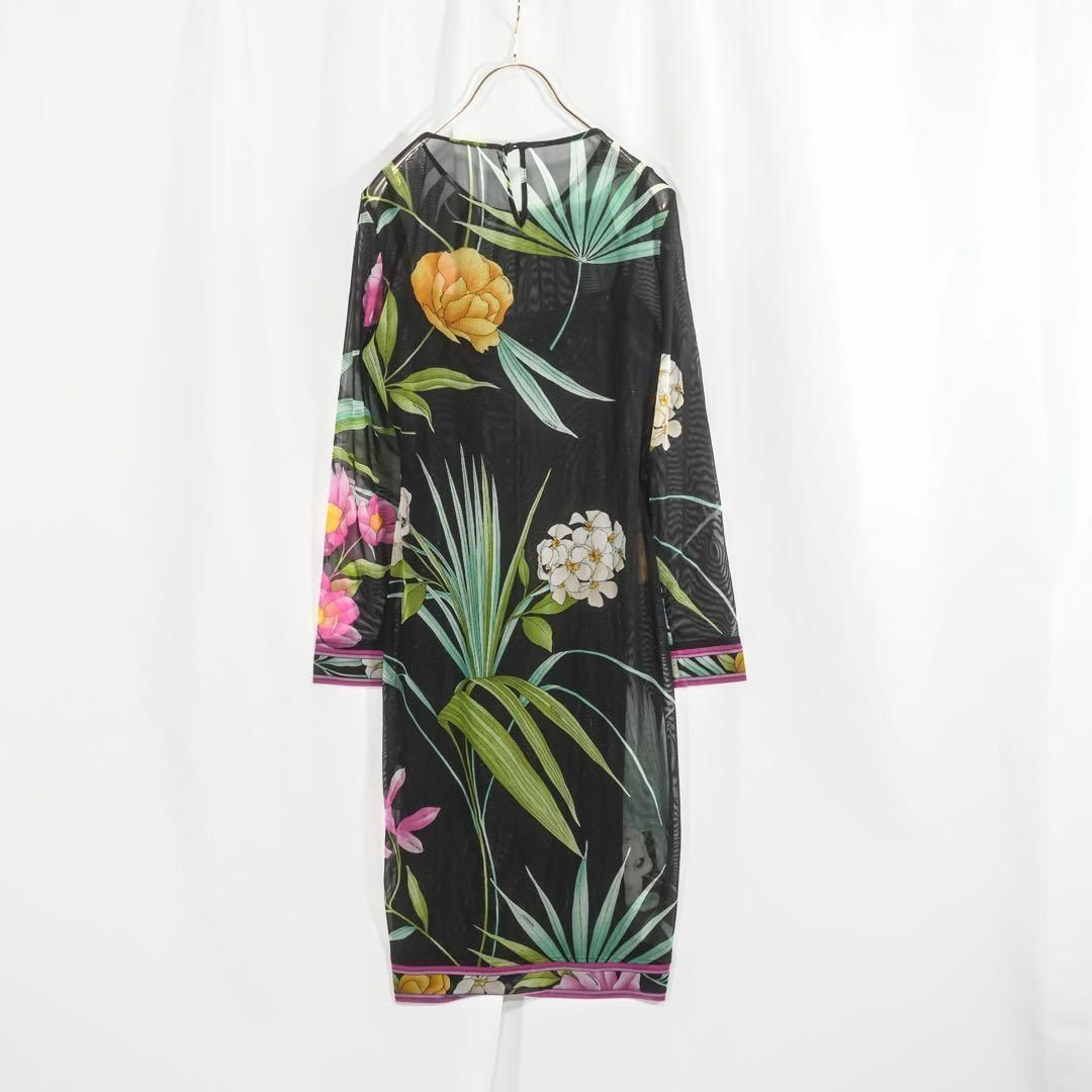 ☆極美品☆ LEONARD カンカン素材 花柄 ワンピース シースルー