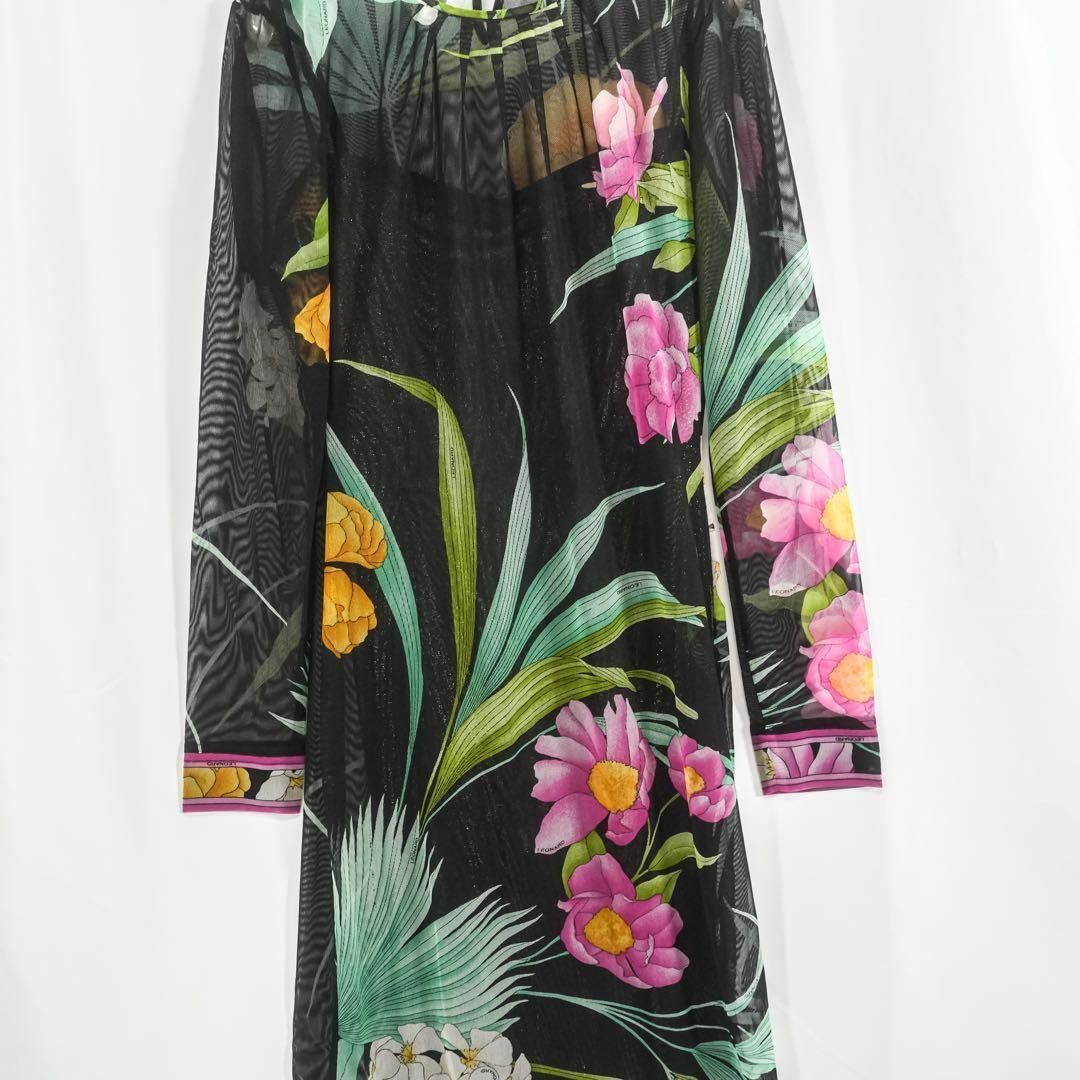 ☆極美品☆ LEONARD カンカン素材 花柄 ワンピース シースルー