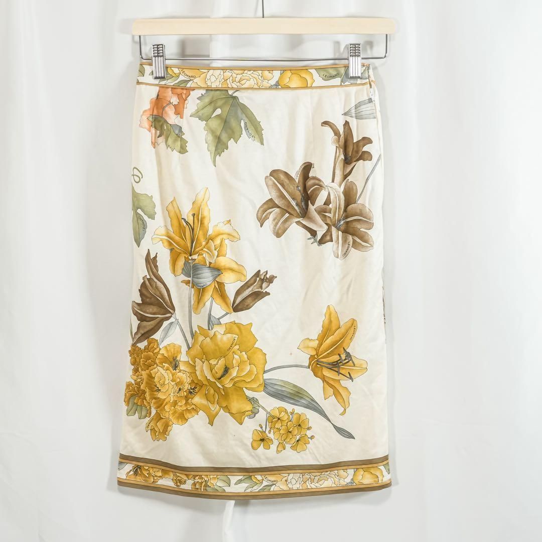 ☆希少☆ レオナール 花柄 セットアップ 長袖 半袖 スカート 3点 M