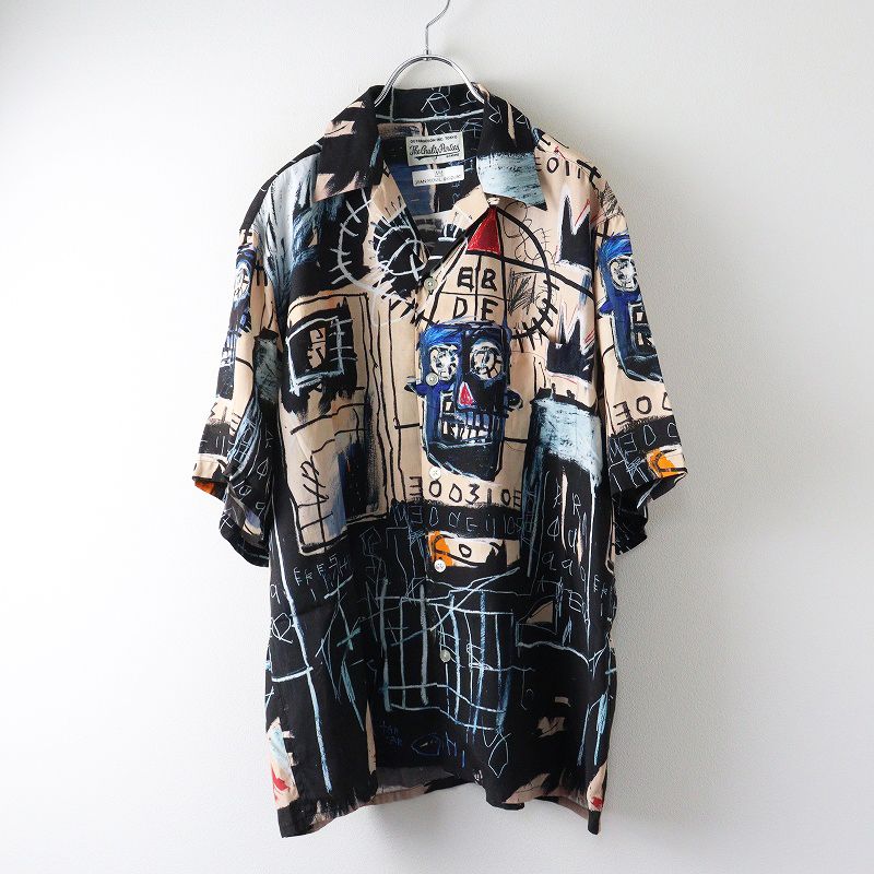  美品 人気アイテム 2022SS WACKO MARIA ワコマリア×Jean-Michel Basquiat バスキア 開襟シャツ M ピンク×ブラック┃//【2400014752106】 その他