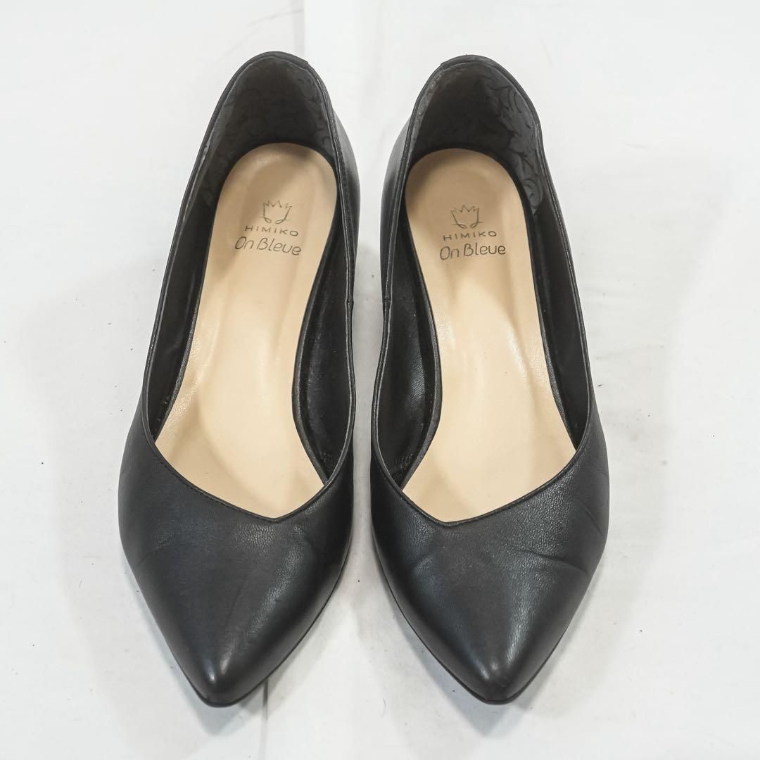 HIMIKO On Bleue パンプス 23.5cm ブラック レザー ヒール - メルカリ
