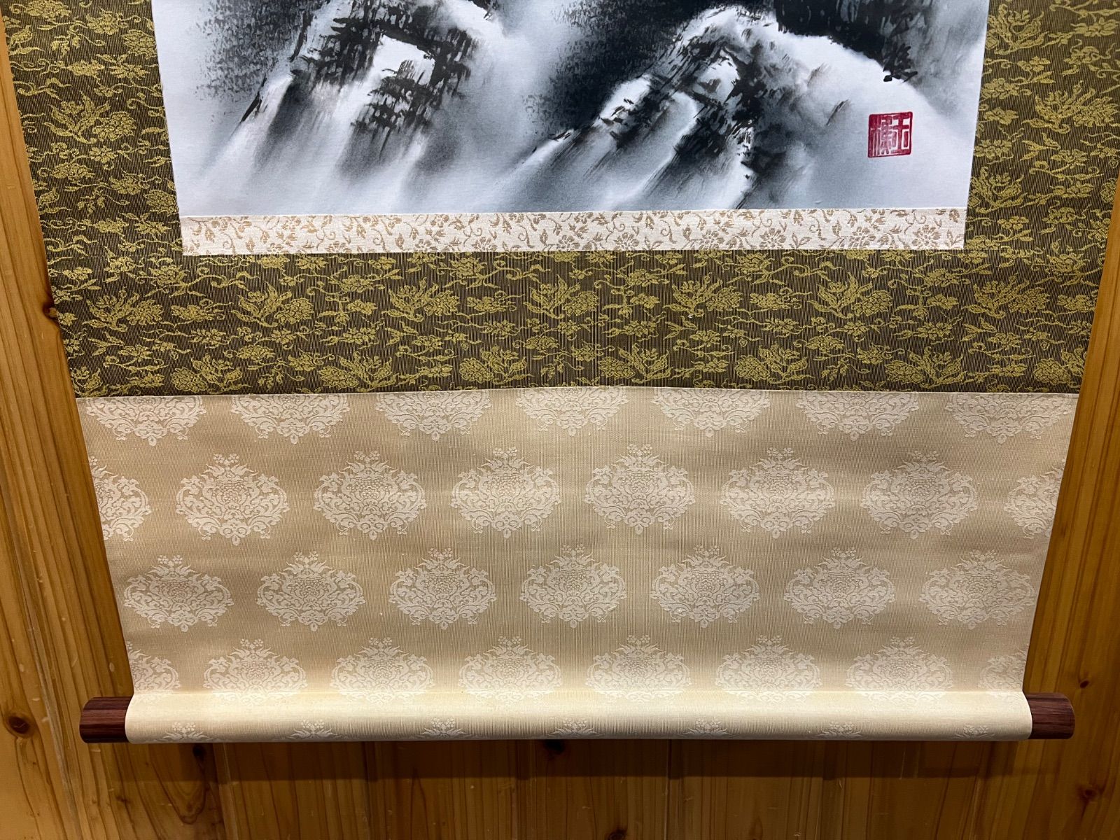 掛軸 / 水墨山水図】玉憔 風景画 最も安い 山水画 巻物 骨董品 掛軸 玉