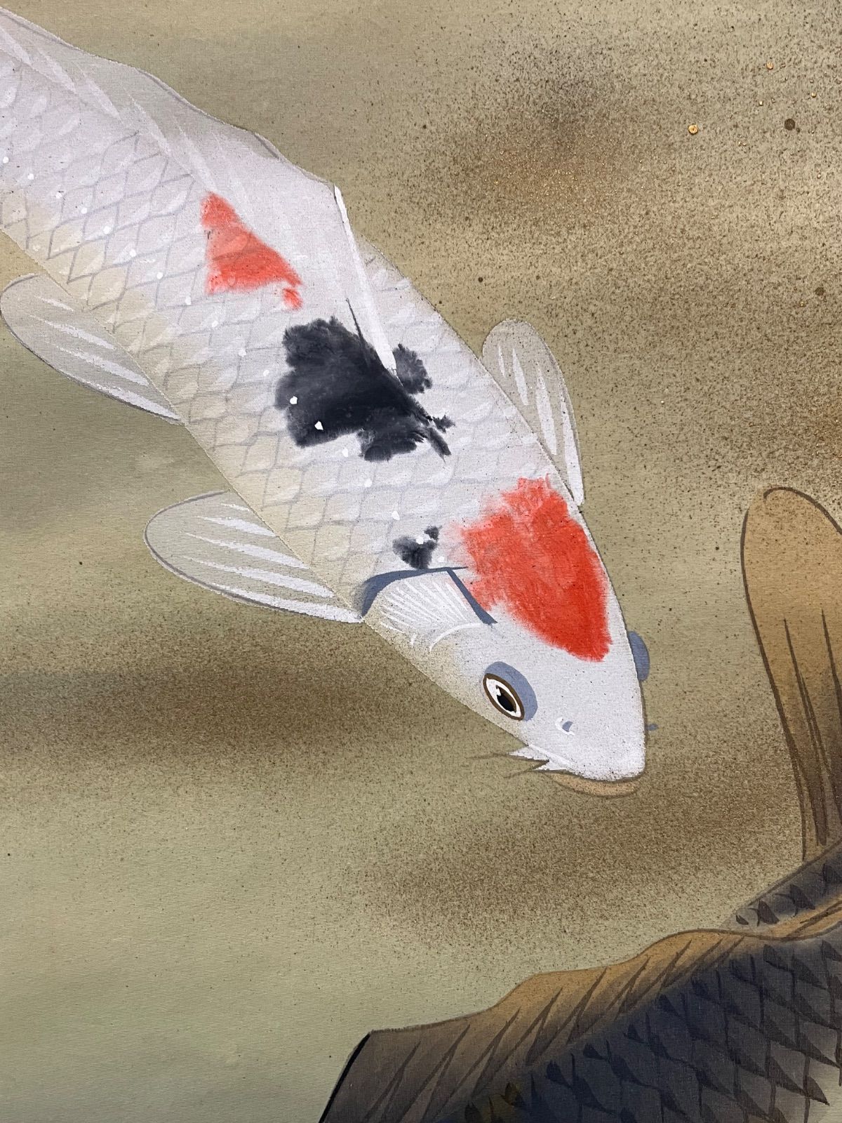 掛軸 / 遊鯉之図 】鯉 清光 日本画 巻物 骨董品 - メルカリ