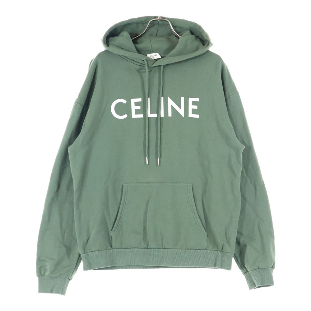 18AW CELINE セリーヌ パーカー グリーン ピンク バイカラー ビッグ