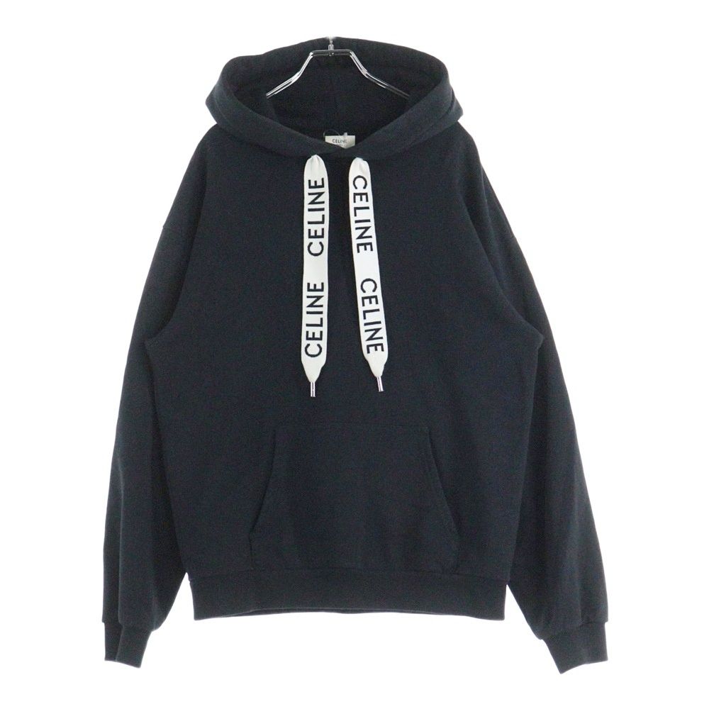 CELINE (セリーヌ) ロゴドローコード プルオーバーパーカー ブラック