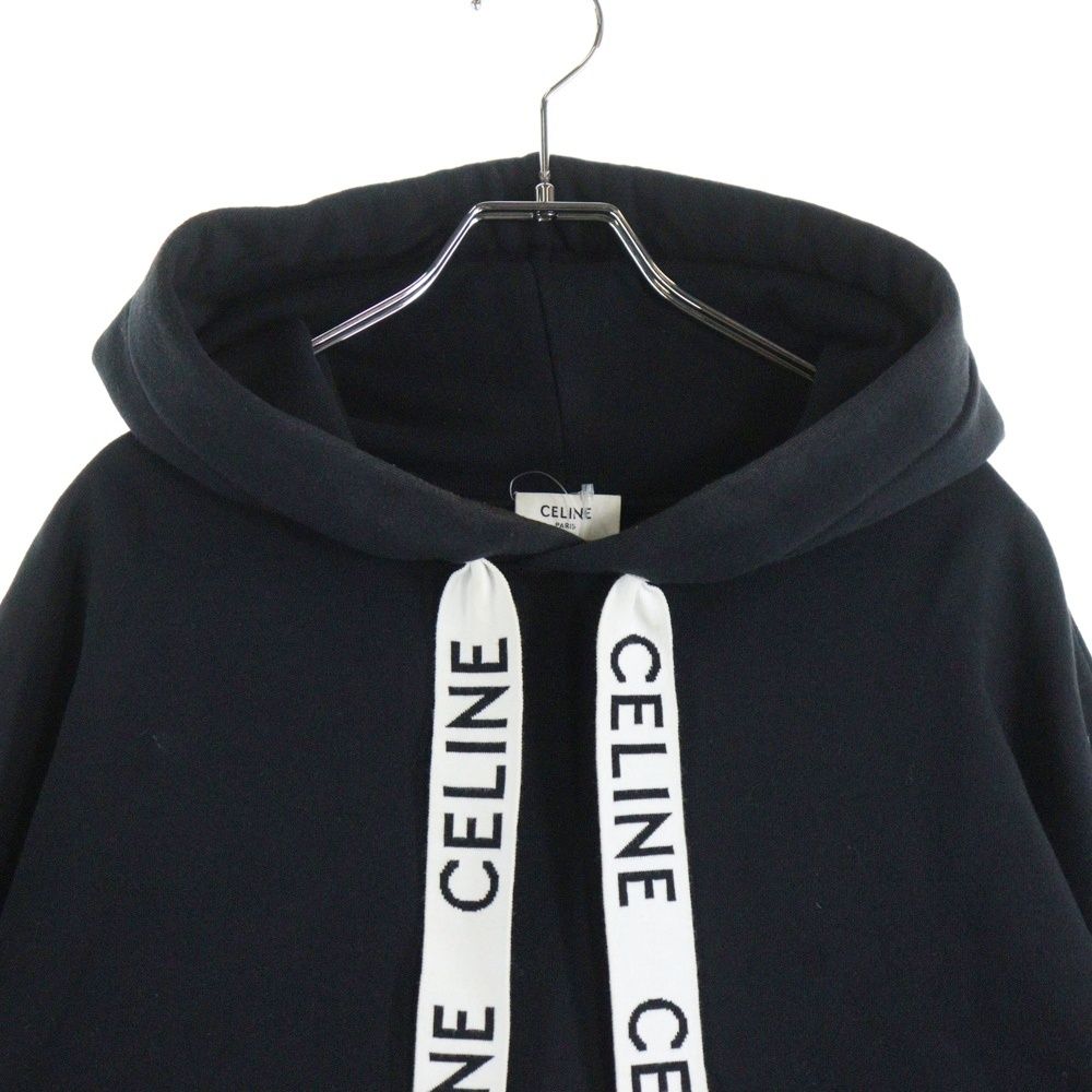 CELINE (セリーヌ) ロゴドローコード プルオーバーパーカー ブラック