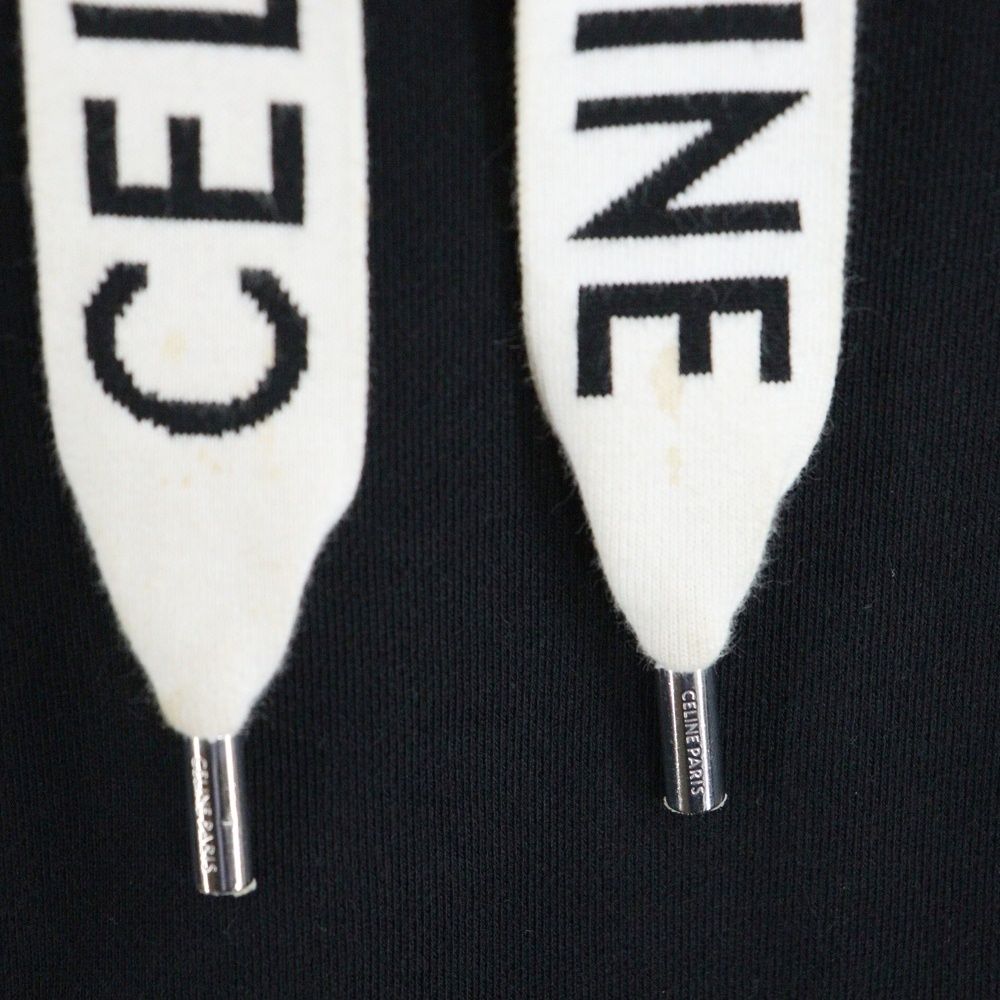 CELINE (セリーヌ) ロゴドローコード プルオーバーパーカー ブラック