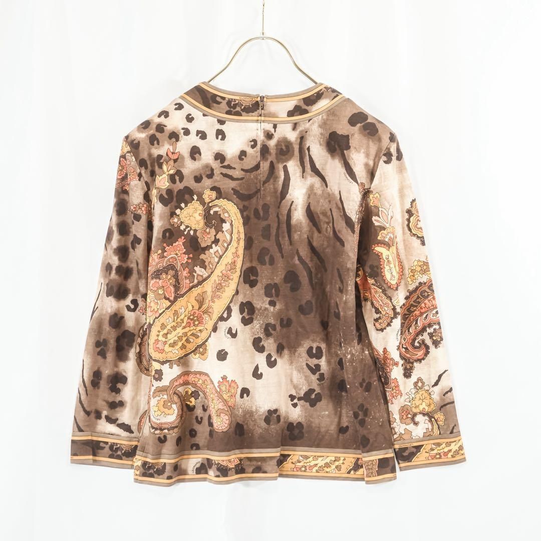☆美品☆ LEONARD シルク混 レオパード ペイズリー柄 長袖トップス L