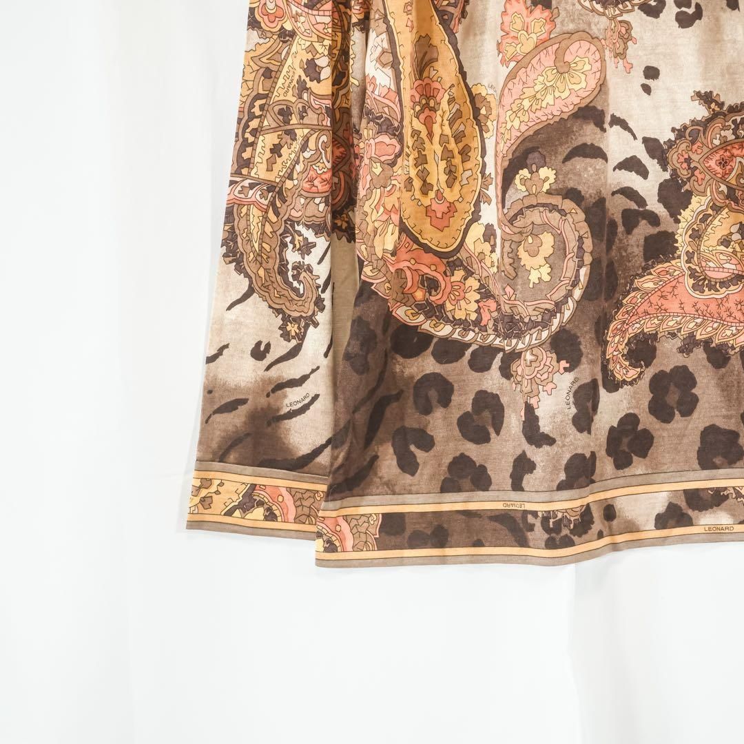 ☆美品☆ LEONARD シルク混 レオパード ペイズリー柄 長袖トップス L
