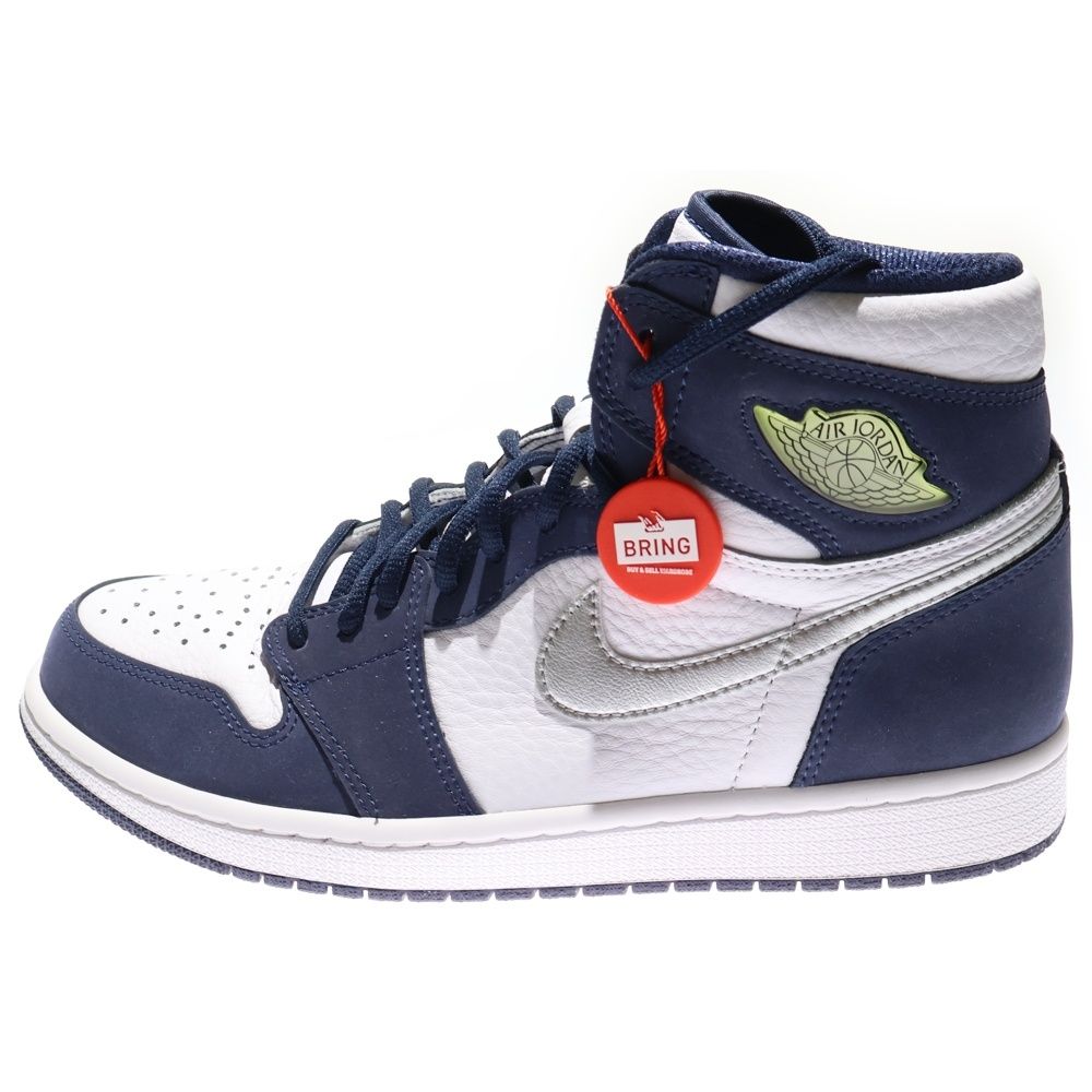 【新作入荷，人気】 NIKE (ナイキ) AIR JORDAN 1 HIGH OG CO.JP MIDNIGHT NAVY 2020 エアジョーダン 1 ミッドナイトネイビー ハイカットスニーカー ホワイト/ネイビー US9/27.0cm DC1788-100 スニーカー