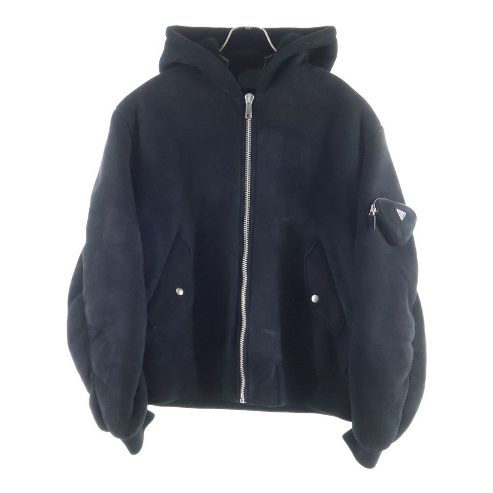 PRADA (プラダ) 21AW シープスキン ムートン ボンバージャケット ブラック UPW405 1ZXR