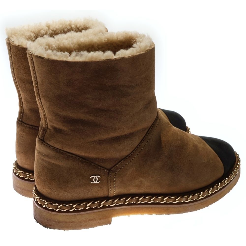 CHANEL (シャネル) ココマーク ロゴプレート スエードレザー ムートン