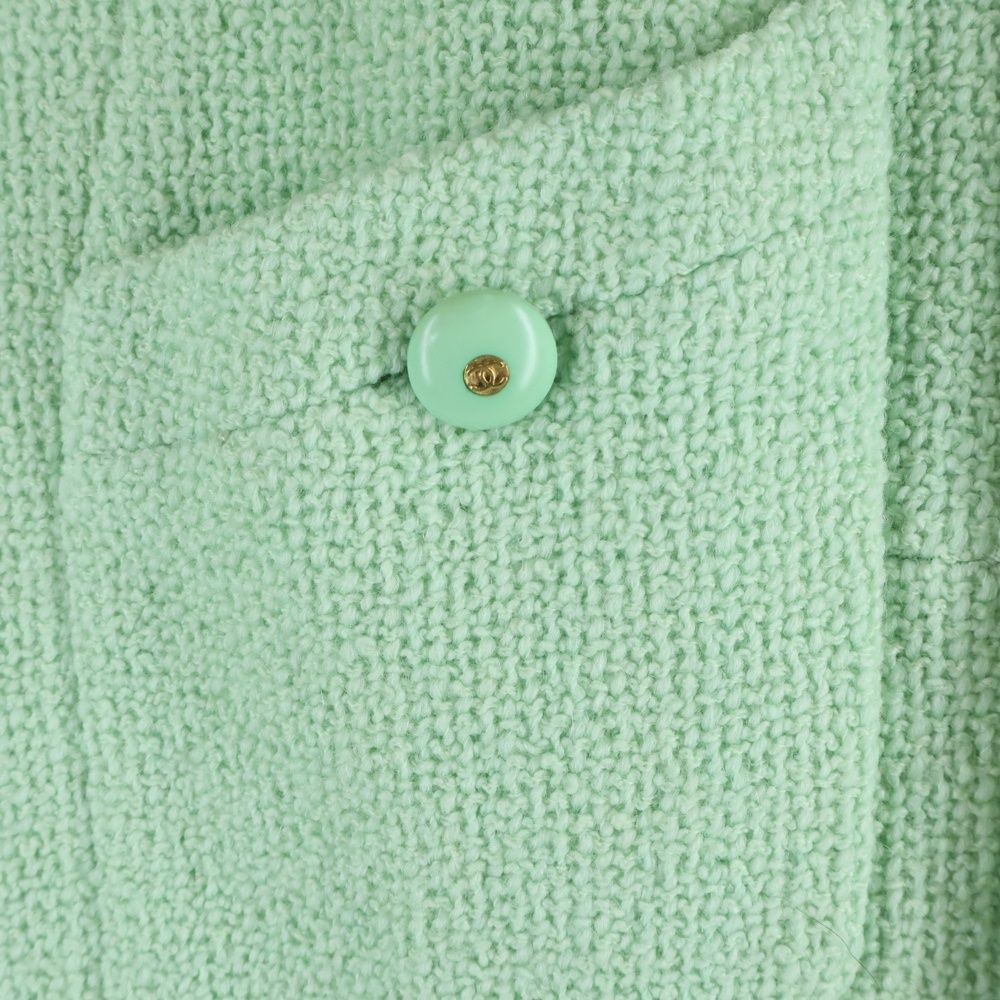 CHANEL (シャネル) ココマークボタン ツイード ジャケット エメラルド