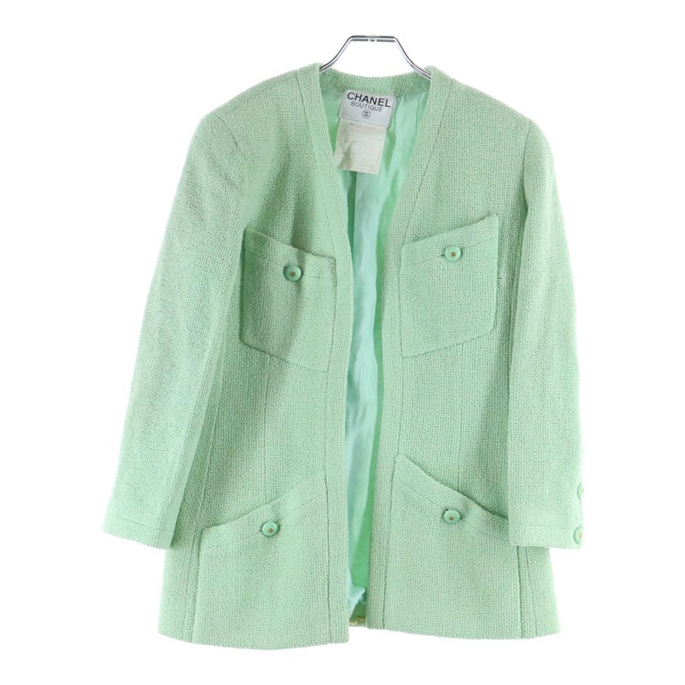 CHANEL (シャネル) ココマークボタン ツイード ジャケット エメラルド