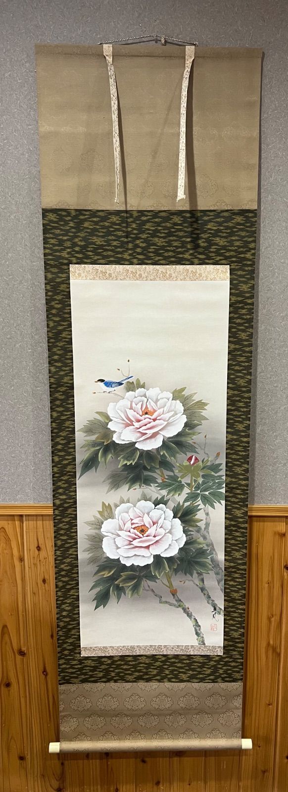 掛軸 / 富貴牡丹 】翠風 日本画 巻物 骨董品 - メルカリ