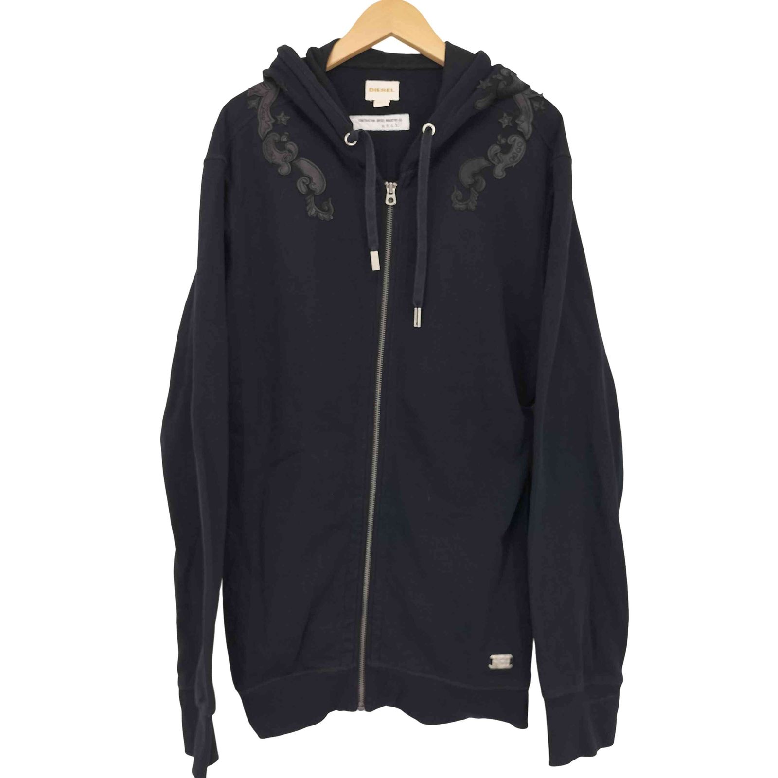 ディーゼル DIESEL レザーパッチ ジップアップパーカー メンズ import 