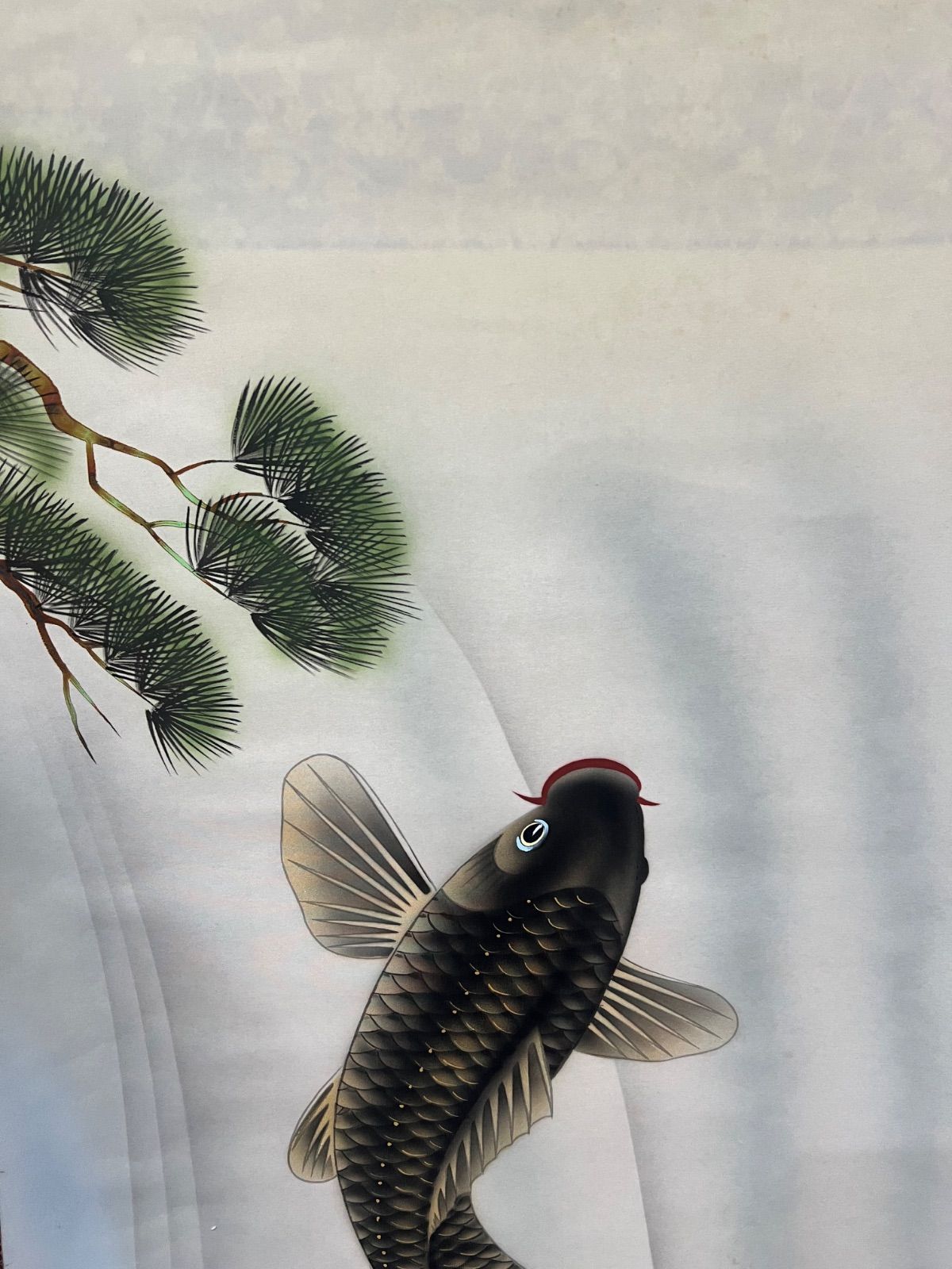 【 掛軸 / 鯉】コイ 松 日本画 巻物 骨董品 掛軸 / 鯉】コイ 松 日本画 巻物 骨董品 掛軸 / 鯉】コイ 松 日本画
