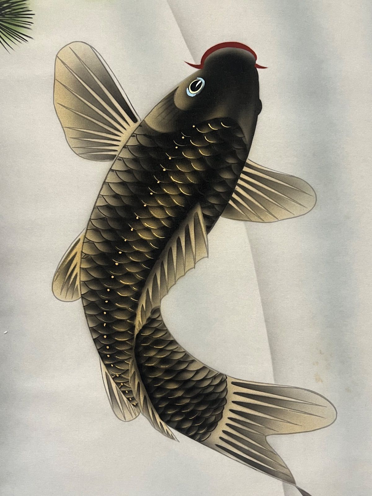掛軸 / 開運跳鯉 】桂華 日本画 巻物 骨董品 鯉 松 - メルカリ