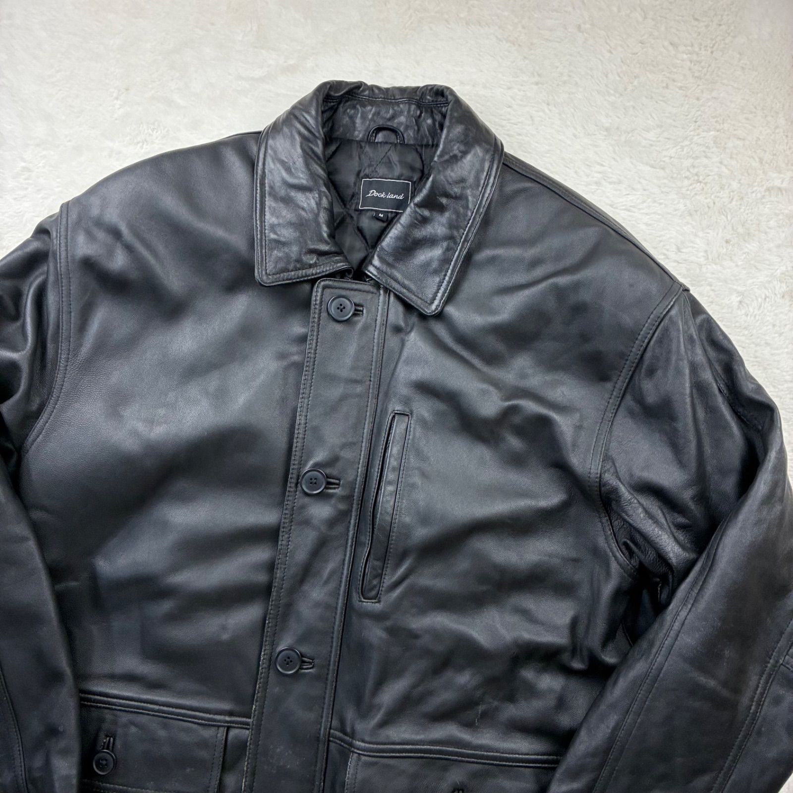 美品　Dock land (Ｍ) シープレザー　フライトジャケット　A-2　黒 ドックランド レザージャケット Dock land A-2 フライトジャケット
