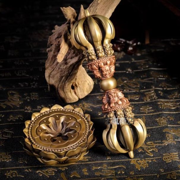 密教法具「九鈷杵」真鍮製 最高級品 チベット仏教純銅製九股金剛杵 魔