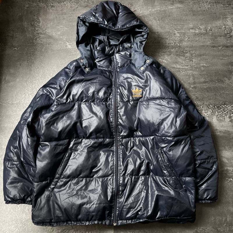 90s Adidas Padded Jacket Mens XL Navy 黒タグ 大きいサイズ