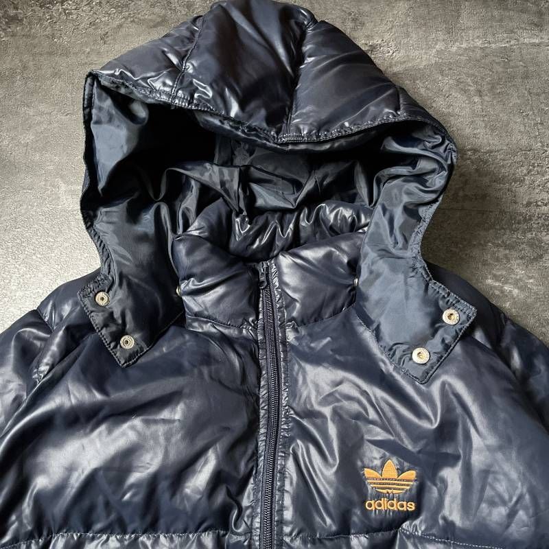 90s Adidas Padded Jacket Mens XL Navy 黒タグ 大きいサイズ