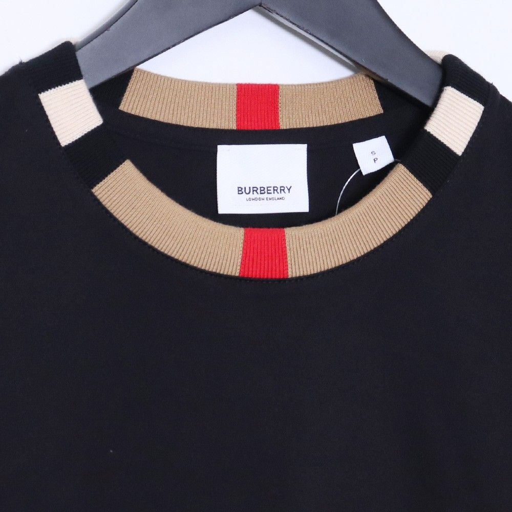 BURBERRY Jalad Check Neck Long Sleeve Tee Sサイズ ブラック 8091045