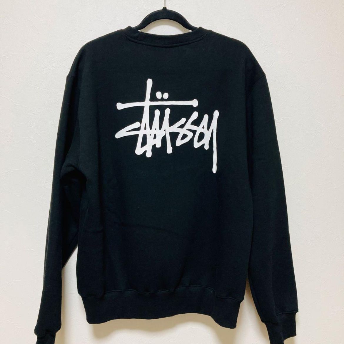 新品未使用品　BASIC STUSSY CREW スウェット　黒　ブラック 新品未使用☆STUSSY BASIC STSSY CREW L ブラック 起毛 スウェット