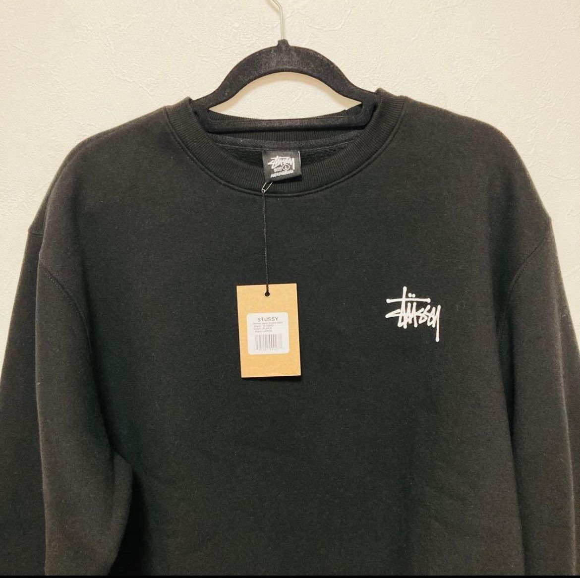 新品未使用☆STUSSY BASIC STSSY CREW L ブラック 起毛 スウェット