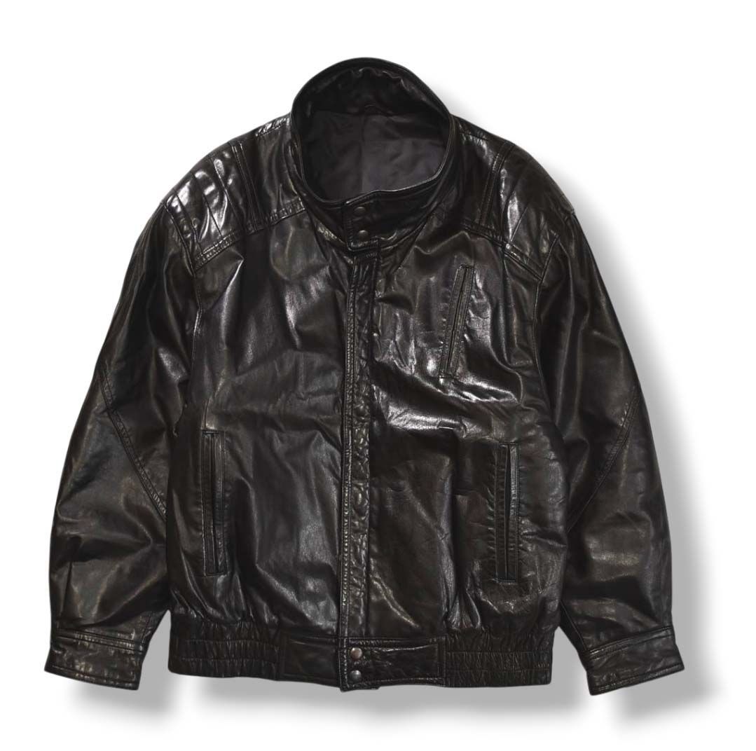 90s ヴィンテージ 日本製 unknown 牛革 レザー ジャケット スタンド