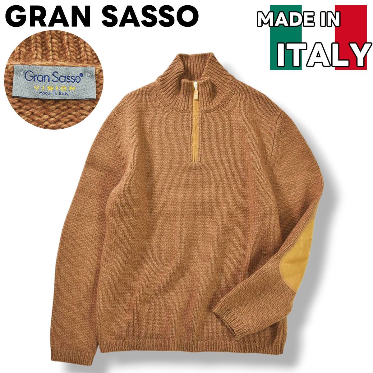 上質】 イタリア製 グランサッソ GRAN SASSO ハーフジップ ヴァージン