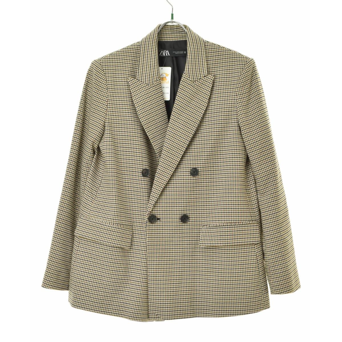 ZARA】8372/279/700 千鳥格子 ダブルブレストテーラードジャケット 