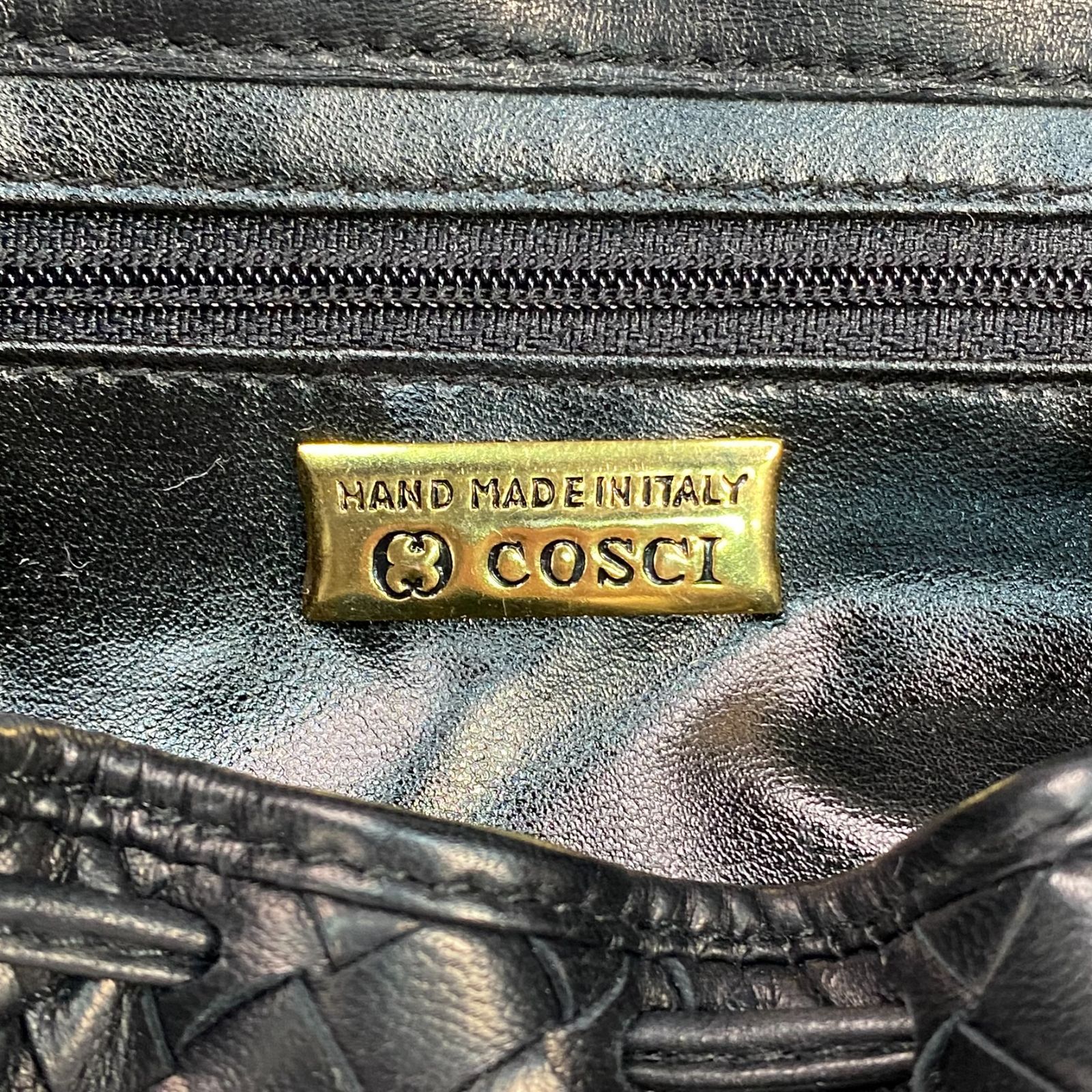 イタリア製 COSCI コッシ レザー編み込み ミニショルダーバッグ 