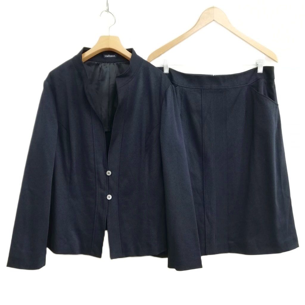 NEWYORKERニューヨーカースカートスーツ上下セットネイビーサイズ ニューヨーカー NEWYORKER フォーマル スカート スーツ セットアップ