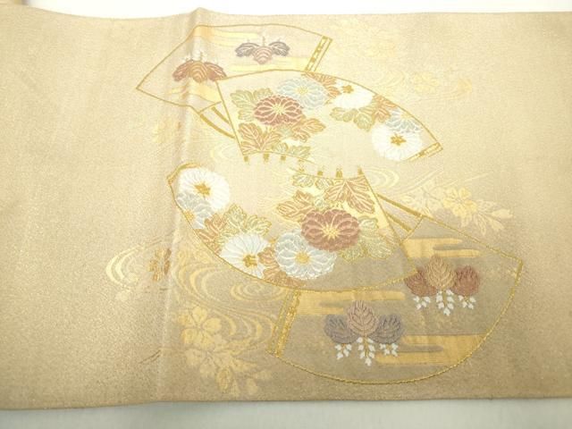 平和屋着物◎綴れ 太鼓柄袋帯 地紙枝松文 金糸 正絹 逸品 DAAZ8913qa