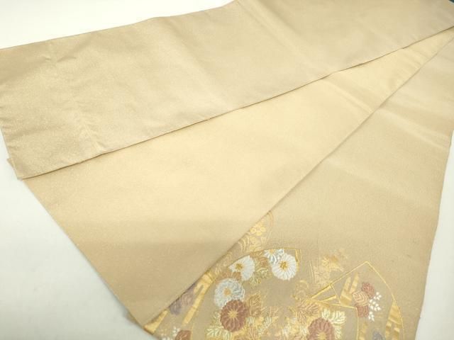 平和屋着物◎綴れ 太鼓柄袋帯 地紙枝松文 金糸 正絹 逸品 DAAZ8913qa