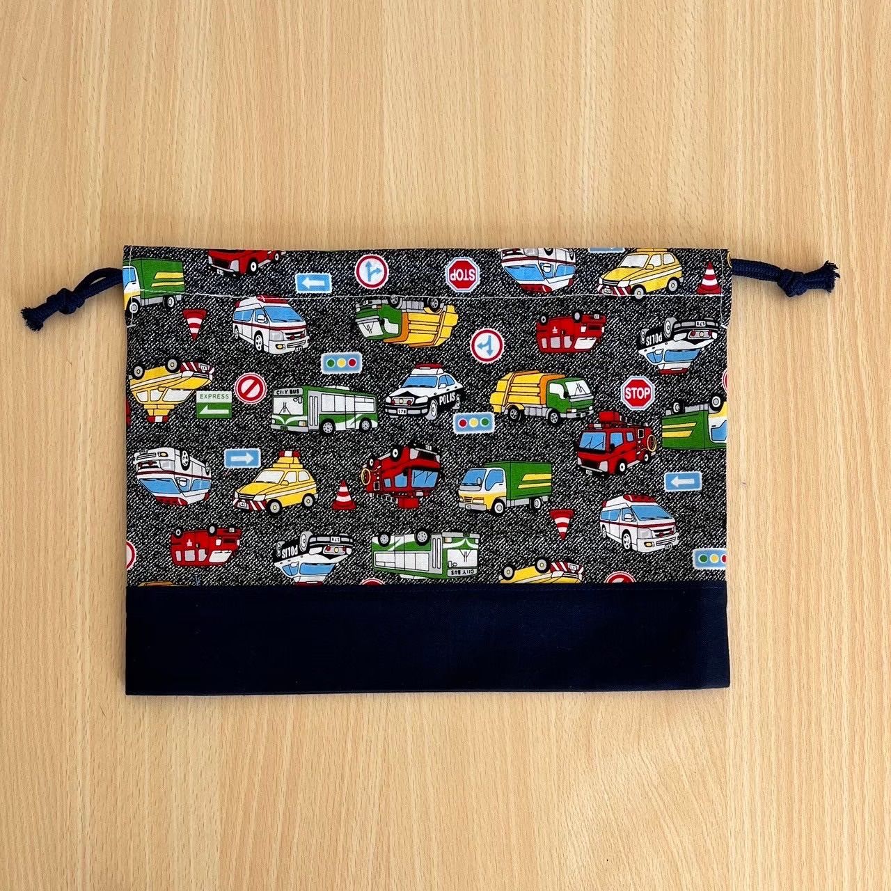 ハンドメイド 入園入学セット 3点セット はたらく車 のりもの 体操服袋