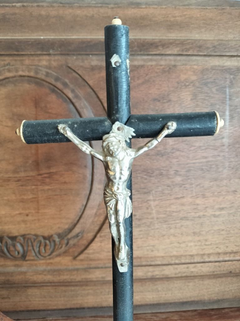 フランス アンティーク ナポレオン3世 工場 木製 十字架 スタンド 3点
