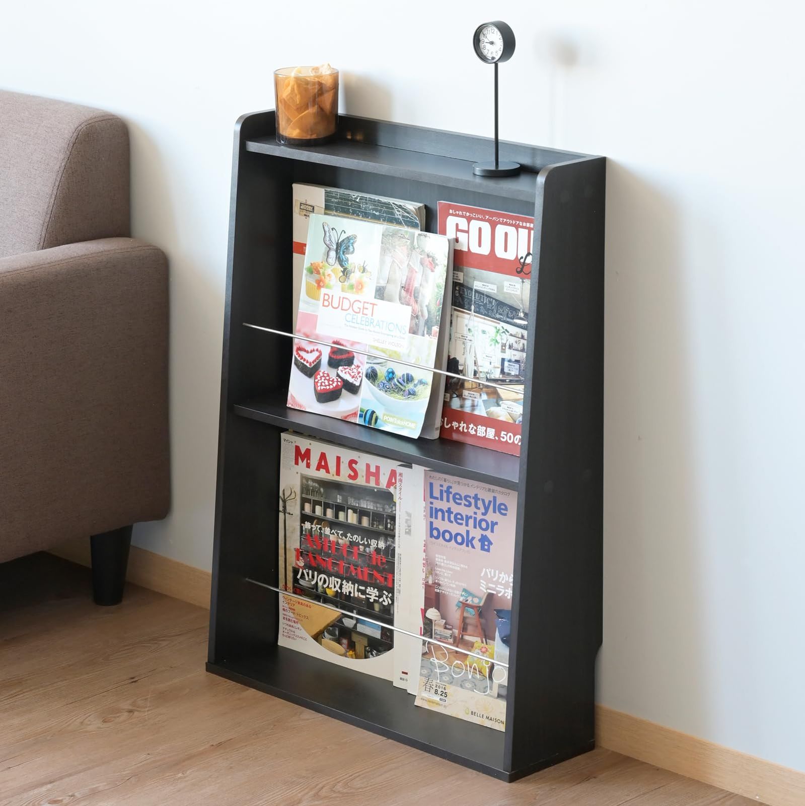 マガジンラック　ジャンセン　Jansen 細かな装飾あり 新品 山善(YAMAZEN) ラック マガジンラック ディスプレイラック 本棚