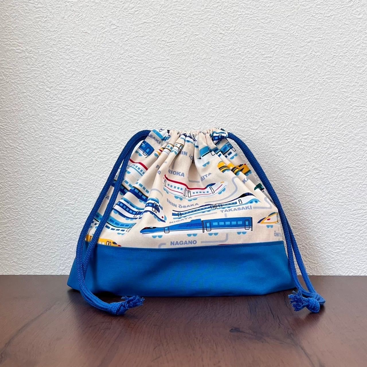 ハンドメイド C265 電車 新幹線 のりもの 21×29マチあり お弁当袋 給食