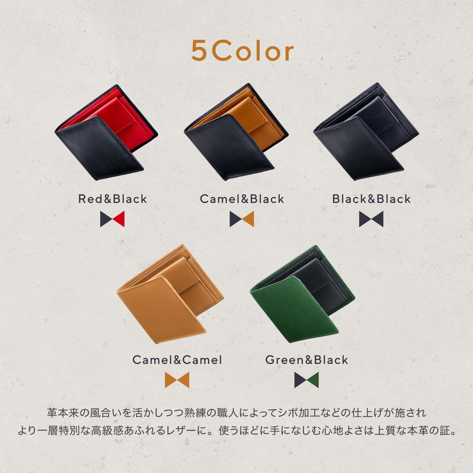 [ラッフィナート] 二つ折り財布 メンズ コンパクト ウォレット 本革 小銭入れ レザー カード4枚 (キャメル×キャメル)