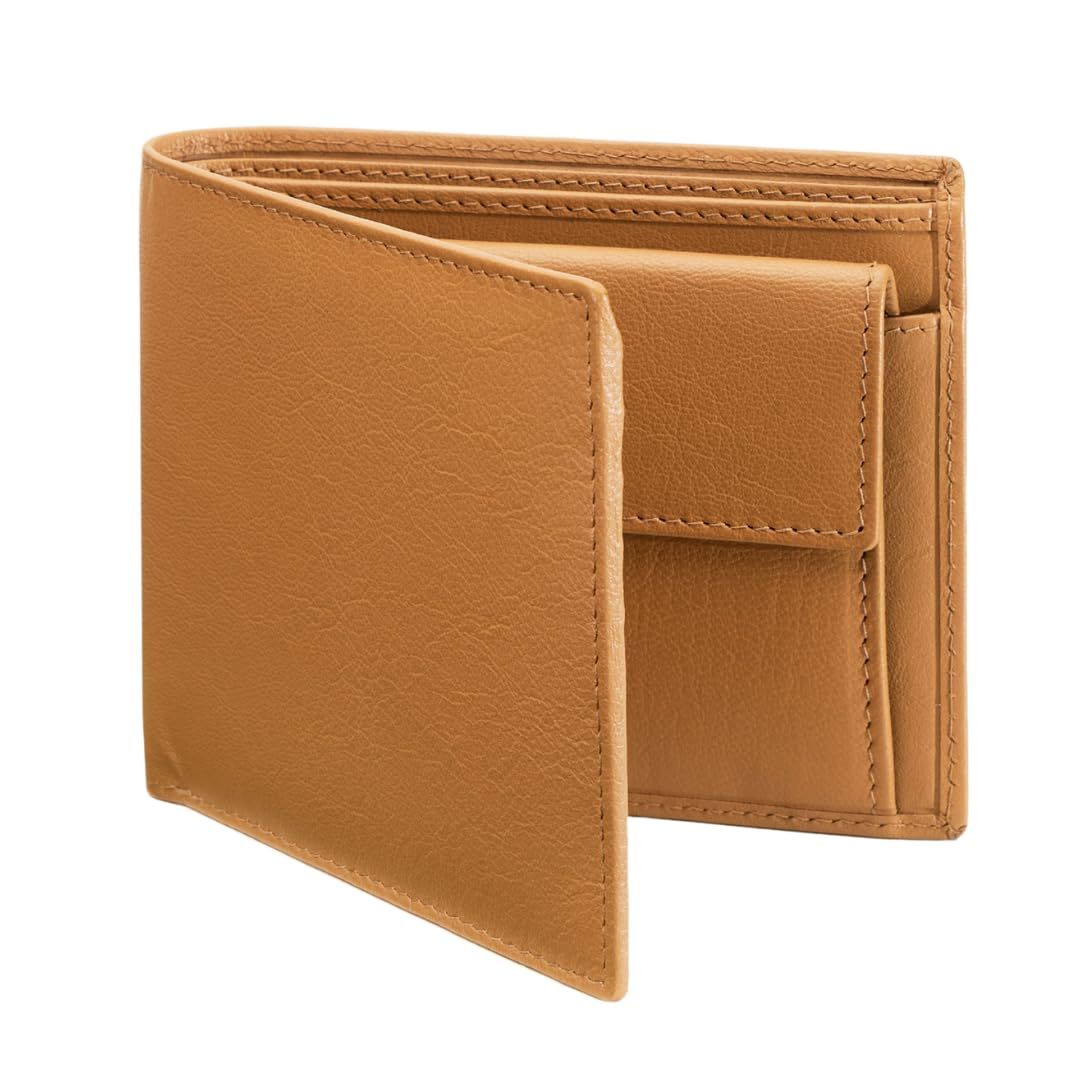[ラッフィナート] 二つ折り財布 メンズ コンパクト ウォレット 本革 小銭入れ レザー カード4枚 (キャメル×キャメル)