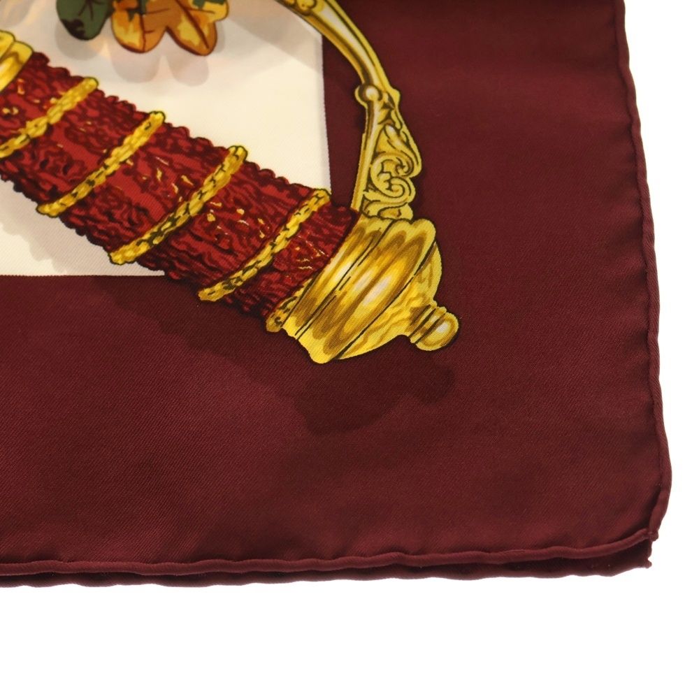 HERMES (エルメス) カレ90 AU PLUS DRU 紅葉 スカーフ ボルドー