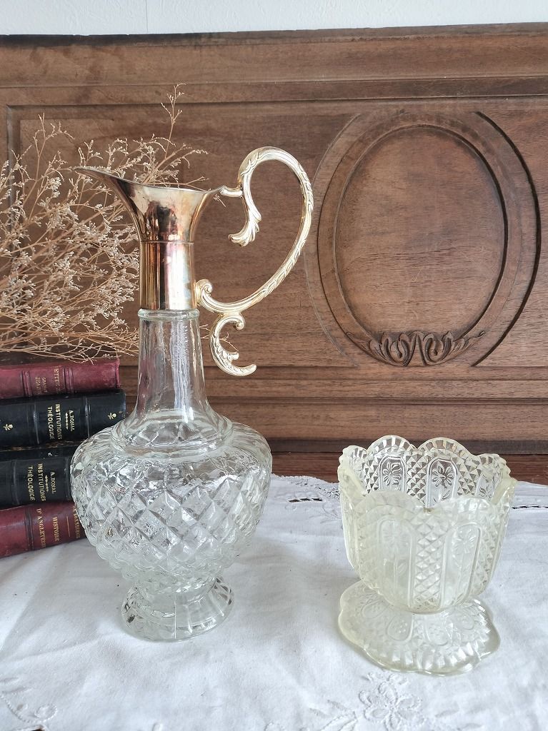 フランス アンティーク ガラス ポット ピッチャー 2 点セット - メルカリ