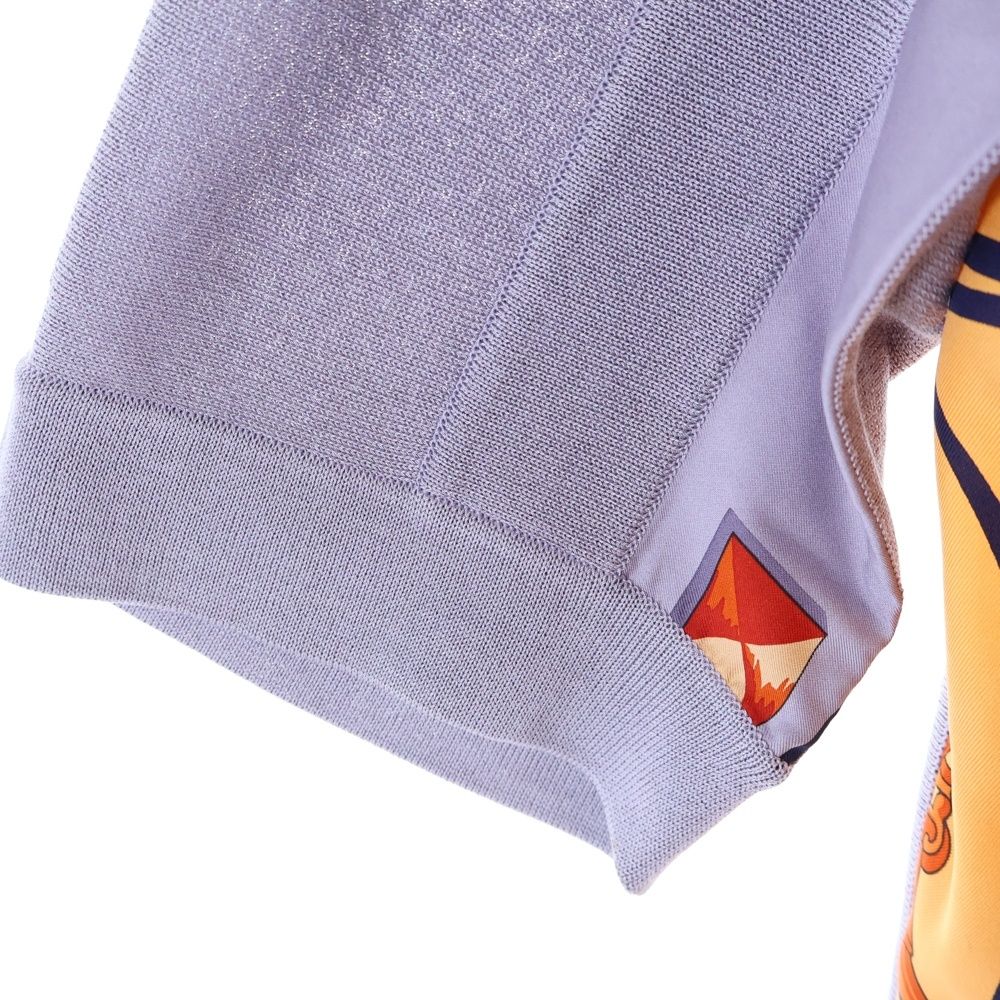 HERMES (エルメス) 鍵柄 シルクスカーフ切り替え スクエアネック 半袖