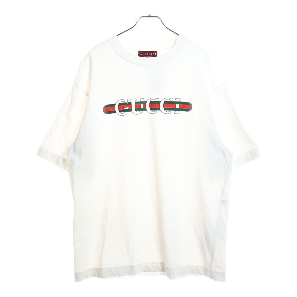 GUCCI (グッチ) 25SS ウェブストライプ ロゴプリントクルーネック半袖T