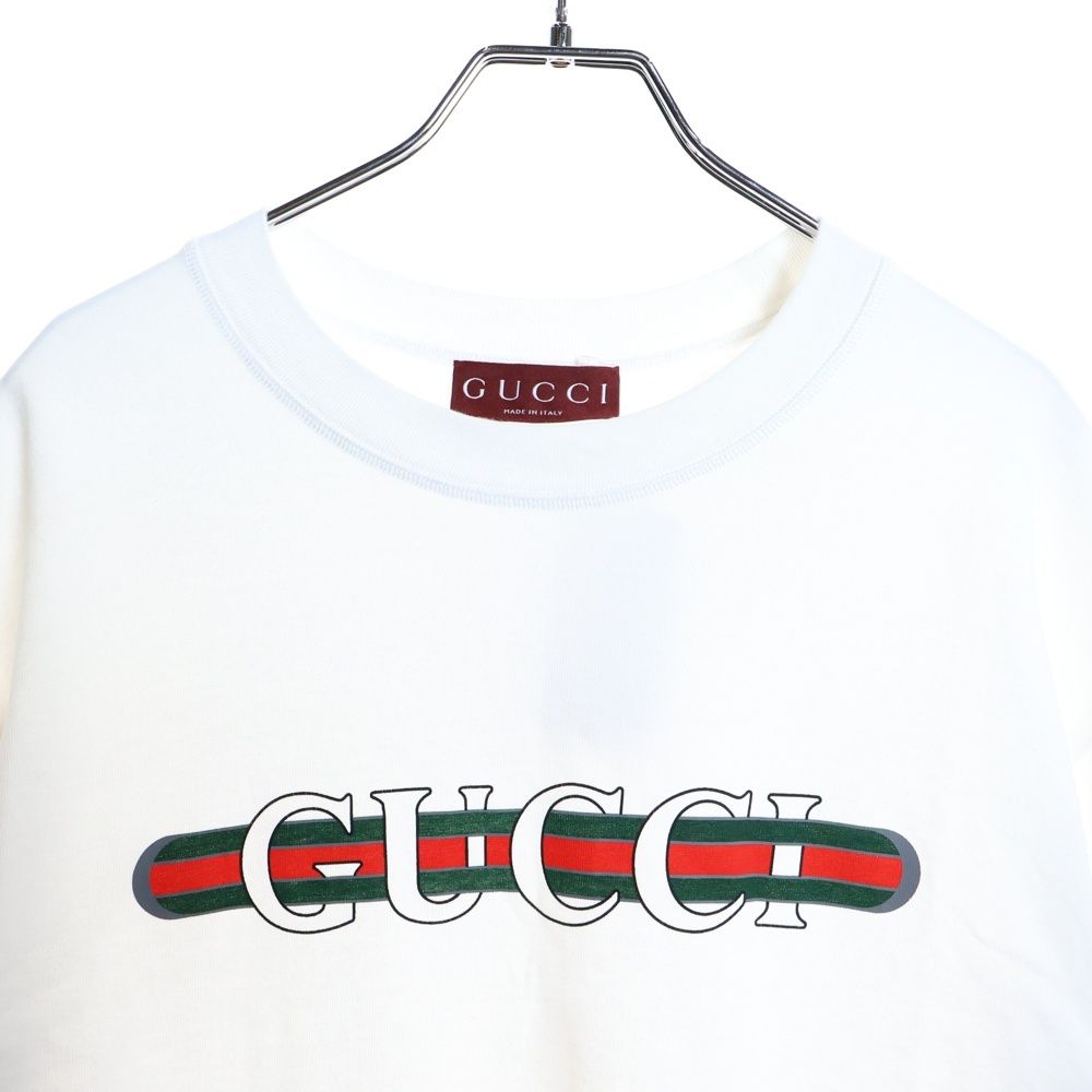GUCCI (グッチ) 25SS ウェブストライプ ロゴプリントクルーネック半袖T