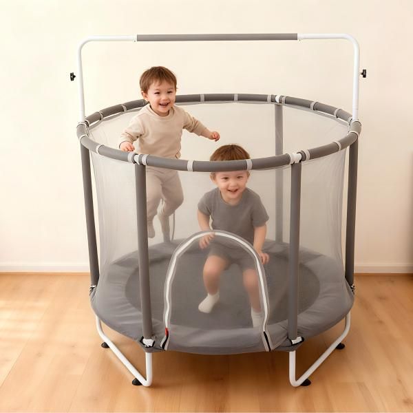 トランポリン 子供用 安全網付き　鉄棒　吊り輪　美品　青 トランポリン 子供用 安全網付き 鉄棒 吊り輪 美品 青 トランポリン